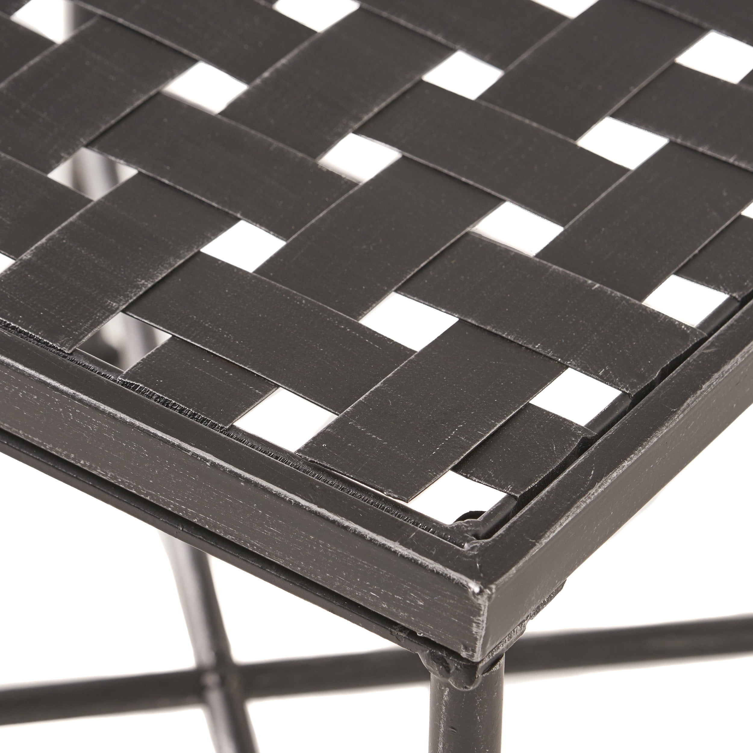 Noble House Outdoor Contemporary and Weather-Resistant Iron End Table, Black/Silver