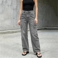 thumbnail image 5 of High Waisted Pockets Solid Color Summer Button Zipper Casual Denim Pants, 5 of 8