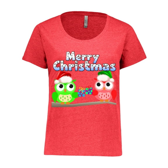 Inktastic Merry Christmas Owls Women's Plus Size T-Shirt