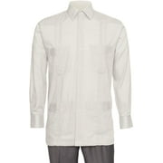 Gentlemens Collection Mens Linen Look Guayabera Shirt - Long Sleeve Cuban Shirt