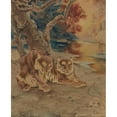 thumbnail image 3 of E. Baily Hilda 20x24 Black Modern Framed Museum Art Print Titled - A Pair of Tigers Resting Under a Tree, 3 of 5