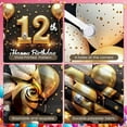 thumbnail image 3 of Golden Glitter 12th Birthday Banner Accent Happy Birthday Display Gold Balloons Star Decor 12th Party Backdrop for 12th Birthday Party Kids Celebration Indoor Decoration, 3 of 6
