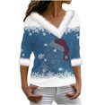 thumbnail image 2 of Aqestyerly Hauts de Noël Grande Taille pour Femmes, Chandail Imprimé à Col en V Manches Longues, 2 of 3