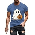 thumbnail image 2 of T-shirts for Men Halloween Ghost Pumpkin T-shirt Short Sleeved Printed Round Neck Blouses Blue XXXL Mens Tops, 2 of 5