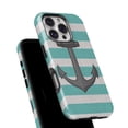 thumbnail image 6 of DesignSkinz Scratch-Resistant Hard Slim Case Compatible with iPhone 12 Pro (Compatible with MagSafe) - Teal Stripes with Gray Nautical Anchor, 6 of 9