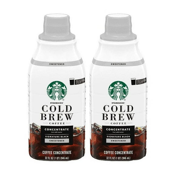 (2 Pack) Sweetened Signature Black Cold Brew Coffee Concentrate, Multi-Serve, 32 Fl Oz