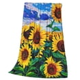thumbnail image 3 of Bingfone Landscape With Sunflowers Print Flannel Fleece Blanket Throw Blanket For Bed,Sofa,Couch,Travel,Camping(60"X50"), 3 of 9
