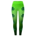 thumbnail image 5 of XIAONU Women's Shamrock Print Leggings Gradient Green Glitter Design Bottoms Stretchy St. Patrick's Day Style Pants Green, 5 of 5