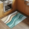 thumbnail image 3 of 2x3 Door Mat Rug, Teal Brown Ombre Non-Skid Rubber Backing Large Rectangle Rugs - Living Room Bedroom Home Office, Modern Abstract Moire Art Geometric Indoor Floor Mat Carpets Washable Rug, 3 of 9