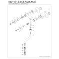 thumbnail image 6 of Kingston Brass KS2111AX Kingston Double-Handle 2-Hole Wall Mount Bathroom Faucet in Polished Chrome, 6 of 8