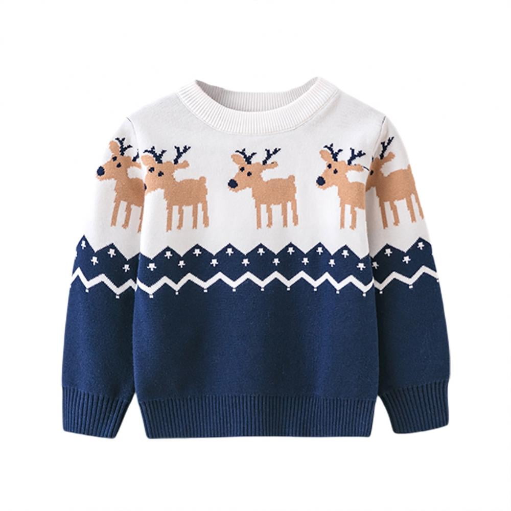 Baby Boys Girls Sweatshirts Christmas Reindeer Fleece Crewneck Pullover Xmas Winter Warm Sweaters Tops 2t-6t 