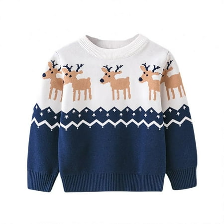 

Toddler Baby Boys Girls Christmas Sweaters Xmas Reindeer Clothes Pullover Sweater Long Sleeve Shirt Blouse Tops Fall Winter Clothes