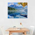 thumbnail image 2 of JEUXUS  Lake Canvas Wall Art Blue Mountain Sky Nature Landscape Boat Picture Artwork Modern Scenic Painting Framed Large Size for Living Room Bedroom Bathroom Dinning Room Office Wall Decor, 2 of 6