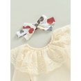 thumbnail image 5 of Bagilaanoe 3Pcs Newborn Baby Girl Valentine's Day Outfits Lace Patchwork Long Sleeve T Shirts Tops + Flared Trousers + Headband 6M 12M 18M 24M Infant Long Pants Set, 5 of 9