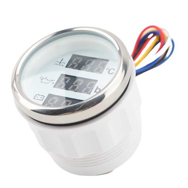 Digital Boat Water Temp Oil Pressure Voltmeter with Triple Gauge Set, High Clarity Digital Display, Reliable Reminding System for Cars, RVs, Trucks, Boats, Yachts, and