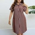 thumbnail image 2 of Henpk Summer Dresses for Women Striped T Shirt Dress Casual Midi Dress Short Sleeve Sundress with Pockets Fashion Striped V-Neck Short Sleeve Dress Skirt Red XXL, 2 of 5