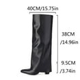 thumbnail image 5 of Hinvhai Knee High Boots Women Fold Over Boots Wedge Heel Slouchy Tall Boots Zipper Pointed Toe Dress Fall Long Boot for Women Black 5(35), 5 of 7