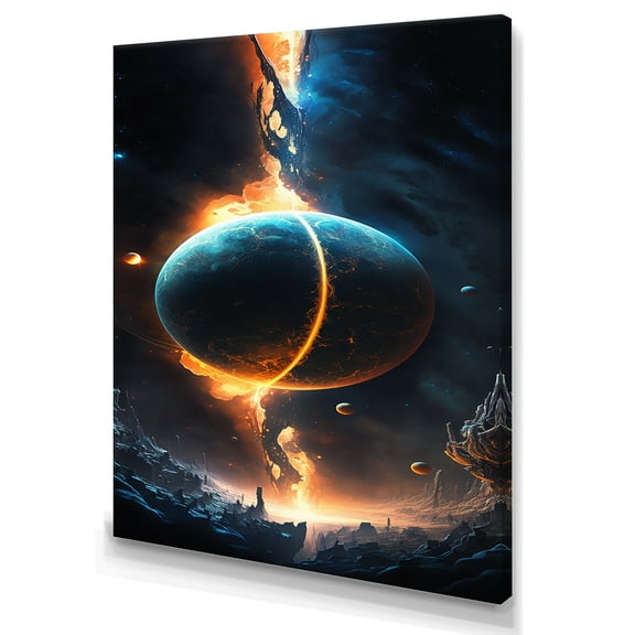 Designart Deep Space Planet Fusion VII Canvas Wall Art