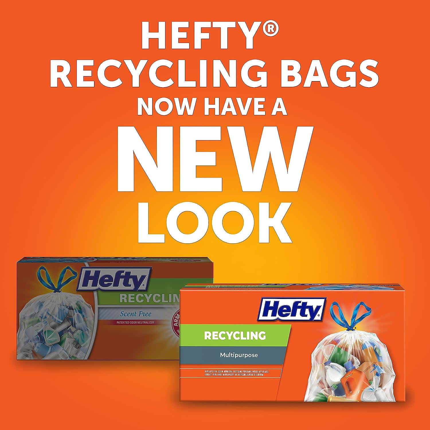 Hefty Recycling Trash Bags, Clear, 13 Gallon, 60 Count 