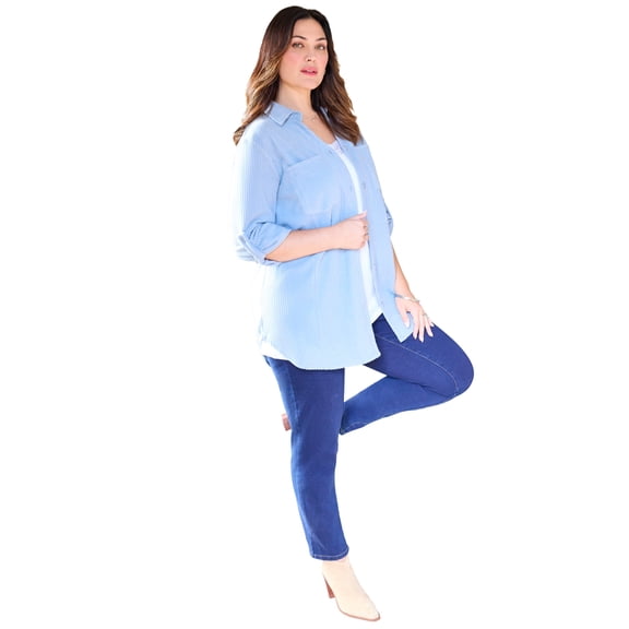Catherines Women's Plus Size Brushed Rib Cozy Buttonfront Tunic