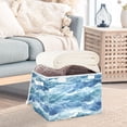 thumbnail image 3 of Yayeee Collapsible Cube Storage Bin with Lid Fabric Closet Decorative Basket with Handles, Blue Watercolor Ocean Waves, 3 of 7