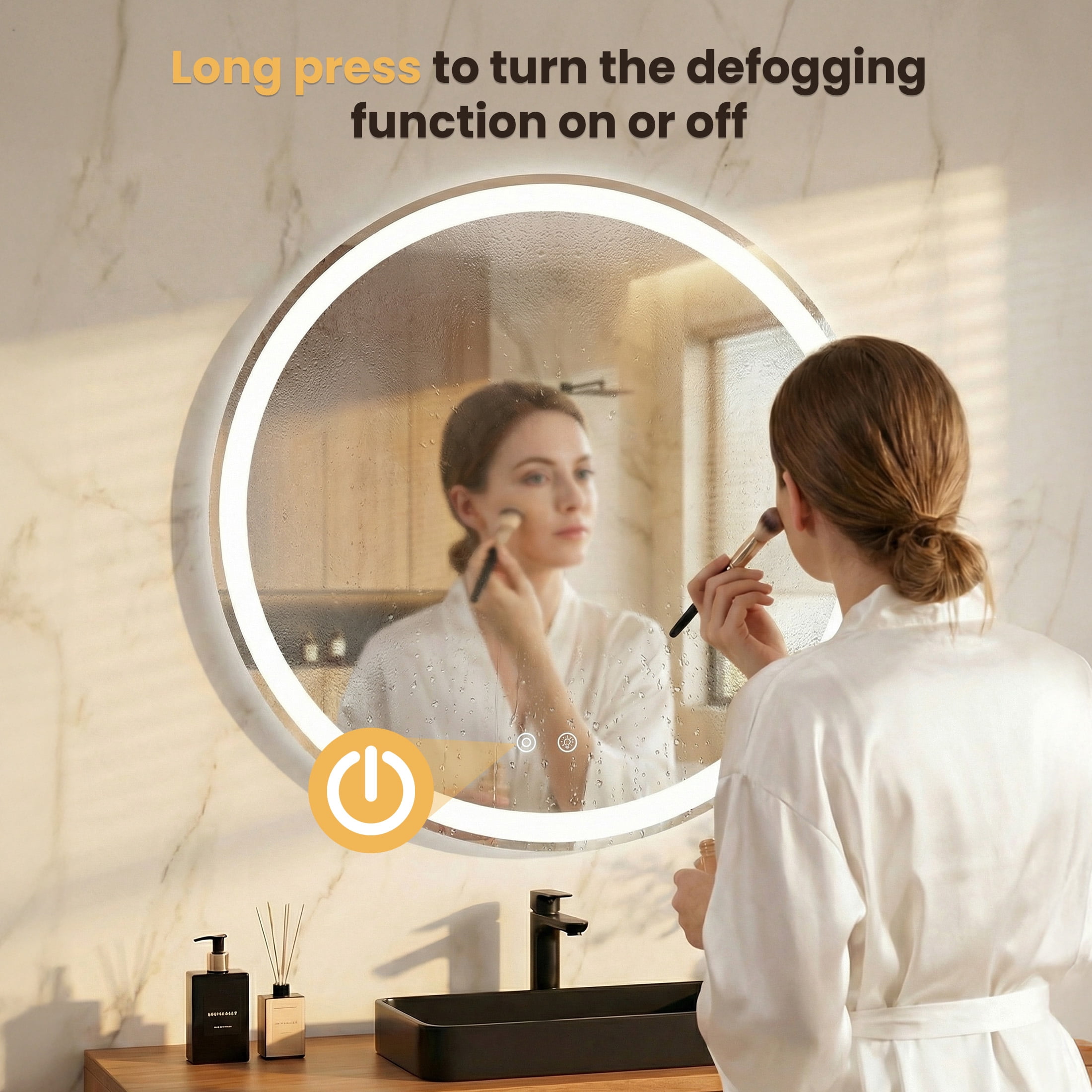EDX 28" Anti-fog LED Bathroom Mirror with Dual Light Source and Three Lighting Modes, White