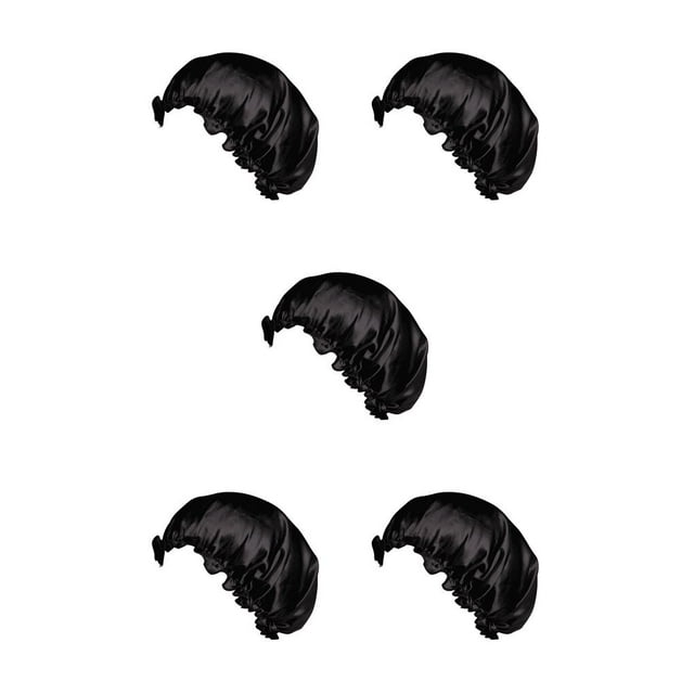Maytalsory Hair Satin Bonnet For Sleeping Shower Cap Silk Bonnet Bonnet Female Women Night Sleep Cap Head Cover Multi Color black 5Set