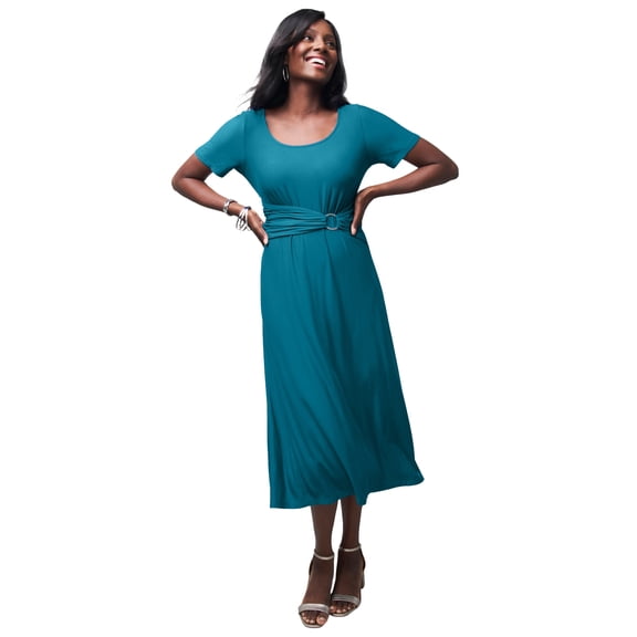 Jessica London Women's Plus Size Buckle Midi Dress