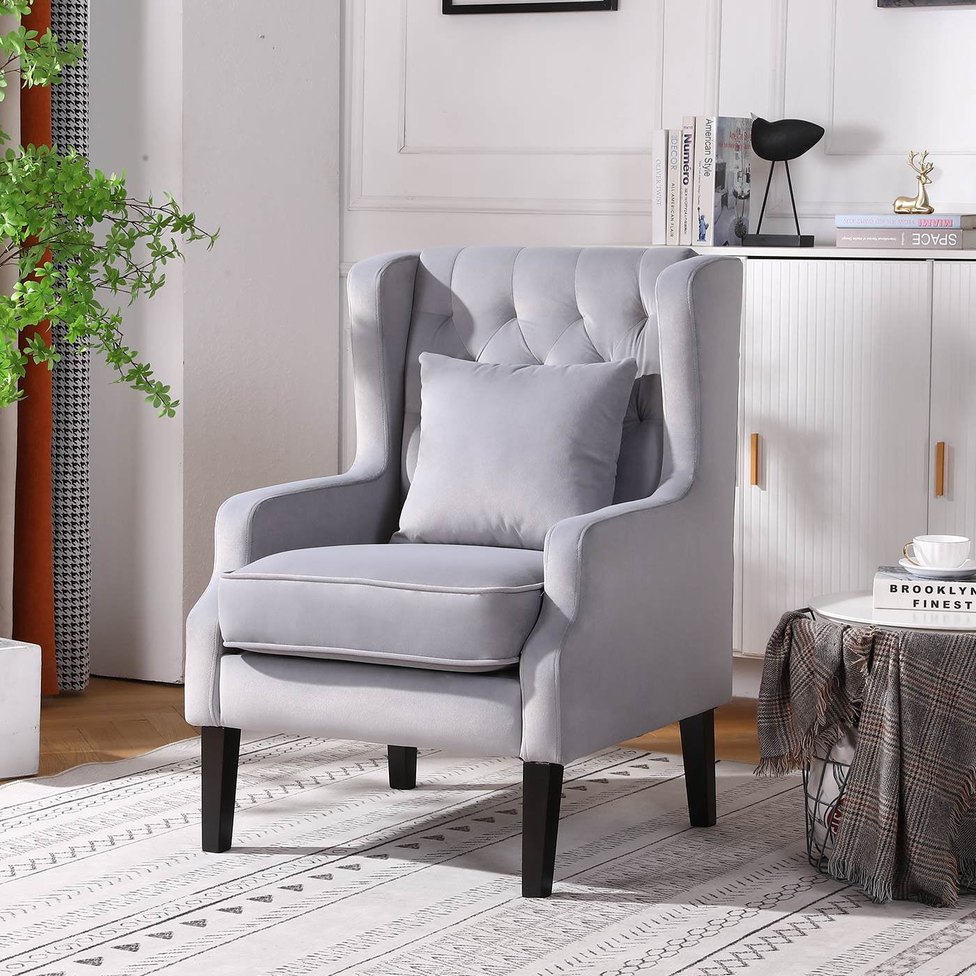 JONPONY Home Decor Upholstered Swoop Arm Accent Chair Accent Chairs for Living Room