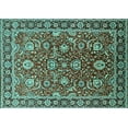 thumbnail image 1 of Ahgly Company Machine Washable Indoor Rectangle Oriental Turquoise Blue Traditional Area Rugs, 4' x 6', 1 of 4