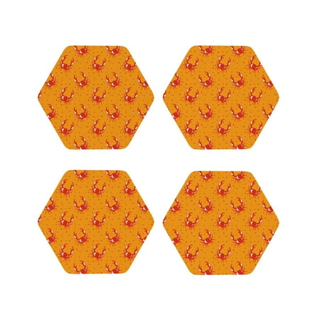 

Tideii Red Crab for Leather Coasters 4 Pieces Anti-fouling and Anti-scalding Decorative Coasters Suitable for Restaurants Kitchens Coffee Shops-Hexagon