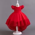 thumbnail image 2 of Mikilon Girls Tulle Princess Dress Size 3-11 Years Short Sleeve Layer Mesh Bowknot Dress, 2 of 5