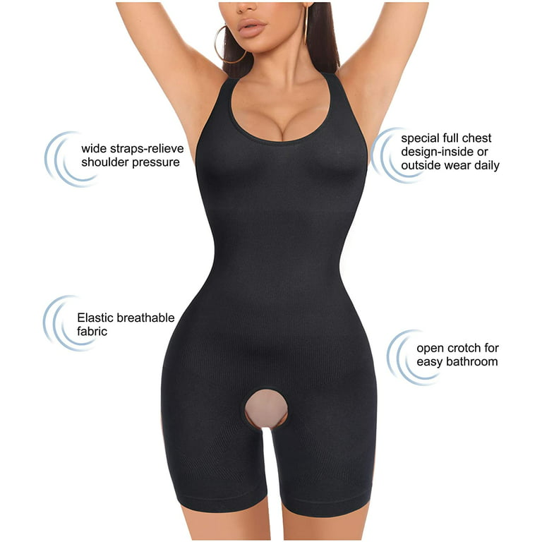 Gotoly Women Shapewear Bodysuit Tops Tummy Control Thigh Slimmer Full Slim  Waist Trainer Body Shaper Body beauty(Black X-Small-Small) 