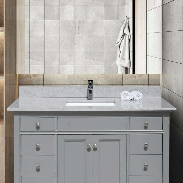 Sportaza 49 inches bathroom stone vanity top calacatta gray engineered ...
