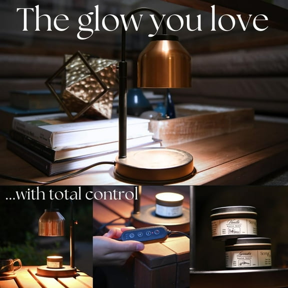 Candle Warmer Lamp with Timer & Dimmer, Copper Shade with 2 Scented Candles & 2 Bulbs, Gifts for Women, Mom, or Housewarming – Home Decor