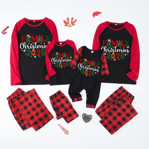 Lvotionpl 2026 Family Matching Christmas Pajamas Set, Christmas PJs for Men Women s, Long Sleeve Tops and Pants, Holiday Family Sleepwear, Xmas Pajama Sets
