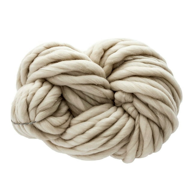 Beige Beige Chunky Soft Wool Yarn Knitting Material With Premium Polyester, Extra Thick Design And Skin-Friendly Feature For Hand Knitting, Craft Projects And Home Decor