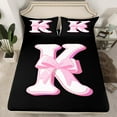 thumbnail image 2 of Erosebridal Monogrammed K Sheet Set Twin, Initial Letter Bedding Sets Twin Size, Pink Bow Reversible Twin Sheet Sets, Super Cozy Bedroom Decor, 3-Piece, 2 of 7