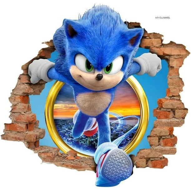 Pegatinas de pared de Sonic, pegatinas de pared autoadhesivas para decoración de dormitorio de niños con dibujos animados, pegatinas de videojuego de erizo, suministros para fiestas de cumpleaños