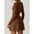 thumbnail image 5 of ZAXARRA Women Spring Summer Short Dress Solid Color Long Sleeve Split Hem Party Dress, 5 of 7