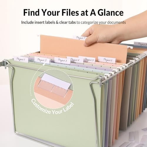 Hanging File Folders, 50 Pack Letter Size Hanging File Folders with 1/5-cut Tabs, Stay Organized for Your Home and Office Bulk File, Documents and Paper, 10 Pastel Colors