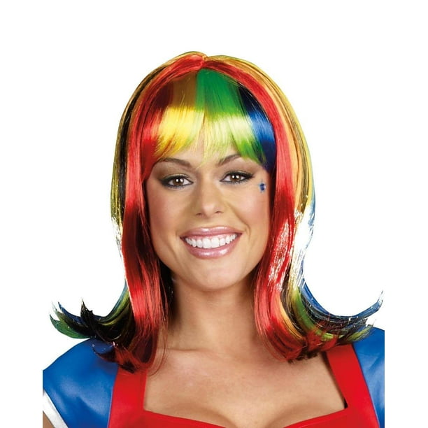 Fiber Optic Light Up Rainbow Costume Wig Adult One Size