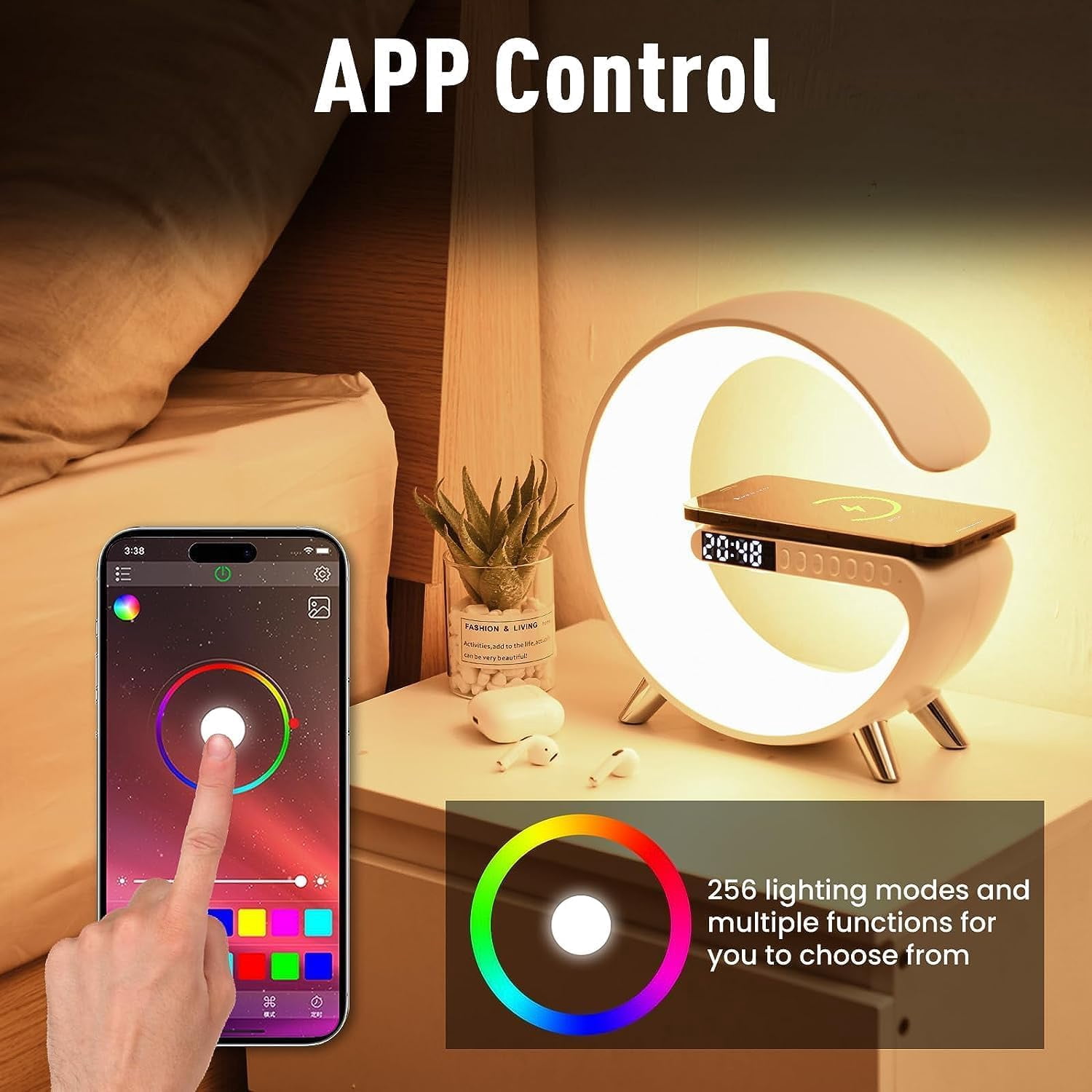 Bluetooth Speaker Wireless Charging Multi-Function Atmosphere Night Light Alarm Clock Birthday Phone Desk Lamp Speaker Moonlight
