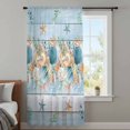 thumbnail image 3 of Blue Beach Coastal Sheer Curtains 63 Inches Long, Nautical Shell Starfish Coral Summer Light Filering Curtains, Breathable Simi Curtain Privacy Drapes for Living Room Bedroom Window Treatment, 3 of 9