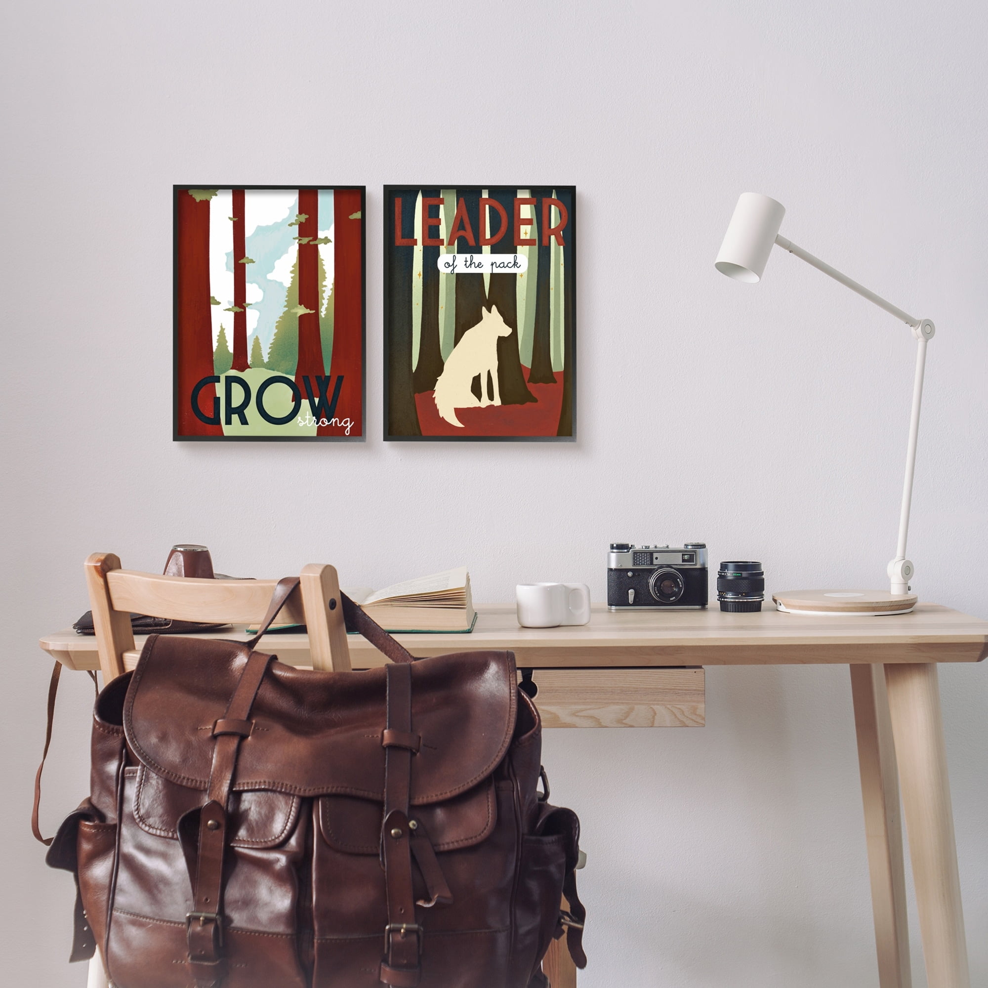 Stupell Industries Leader of Pack Growth Motivational Phrase Forest Wolf,24 x 30, Design by Daphne Polselli