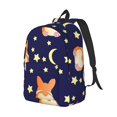 thumbnail image 2 of Daiia Corgi Lying With Moons And Stars Vintage Canvas Backpack for Men and Women ,Hiking Backpack,Travel Laptop Bag for School,Large Capacity Backpack, 2 of 8
