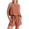 thumbnail image 6 of Women's Set Summer Sleeveless Tops And Drawstring Shorts Fashion Suit 2pcs, 6 of 6