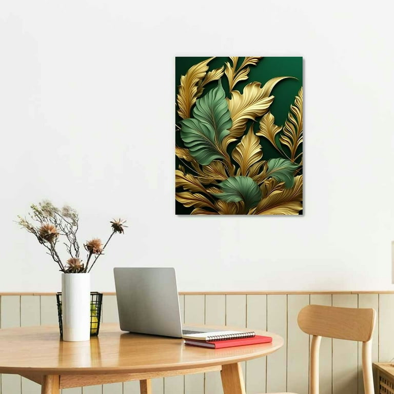 Shiartex Green and Gold Wall Decor Tropical Plant Gold