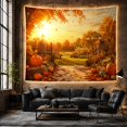 thumbnail image 6 of Stone Pathway Through Rustic Gate With Pumpkins, Cozy Digital Art For Nature Lovers, Autumn Landscape Decor, Thanksgiving Hostess Gift, Tapestry Wall Hanging For Living Room And Bedroom, 6 of 7