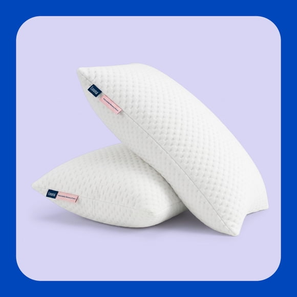 Almohada Ajustable Suave Luuna, 2 Pack, Relleno 100% Memory Foam Triturado Ajustable, Funda Lavable, blanco King Size